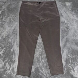 Eileen Fisher Tapered Ankle Pants Womens 12 Taupe Silk Stretch Casual Career